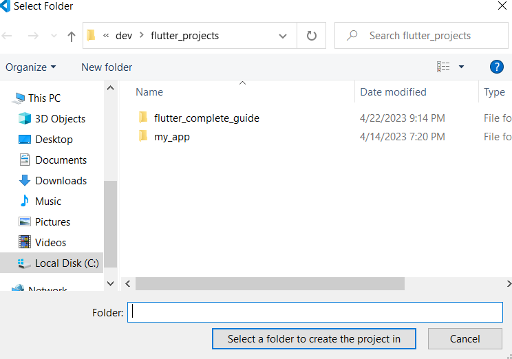 Flutter projekt indítása VSCode-ból