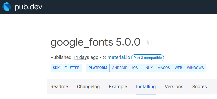 Google Fonts csomag telepítése